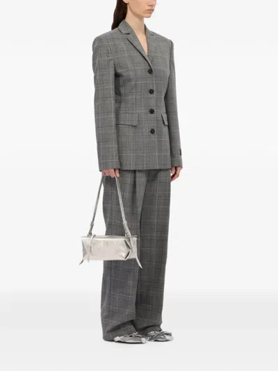 Msgm Cylinder Strap Shoulder Bag In Silver