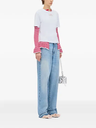 Msgm Striped Ruffled Knitwear In Multi