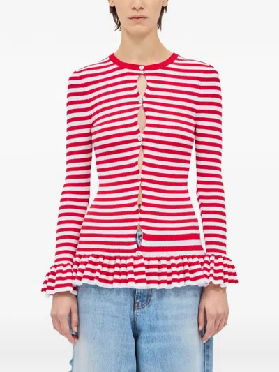 Msgm Striped Ruffled Knitwear In Multi