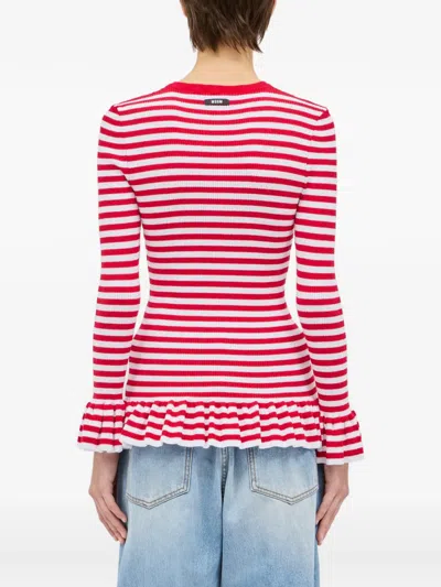Msgm Striped Ruffled Knitwear In Multi