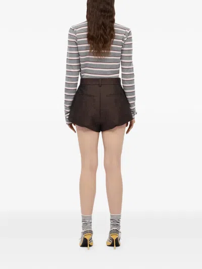 Msgm Belt-loops Shorts In Brown