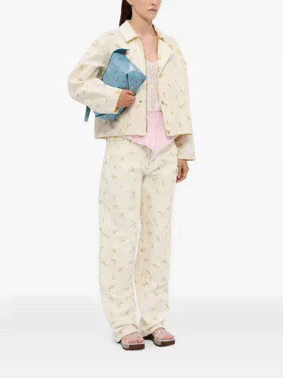 Msgm Floral Denim Jacket In Neutral