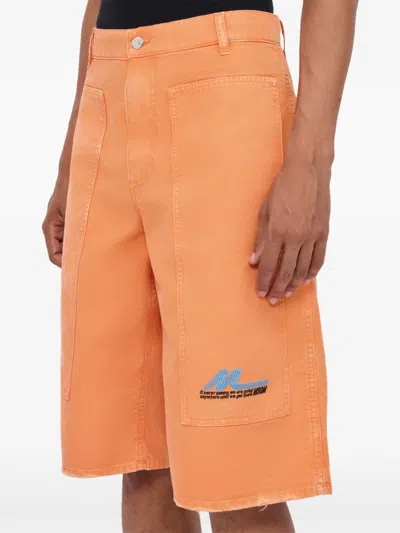 Msgm Pocket Denim Shorts In Orange