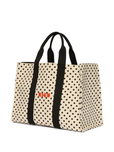 Msgm Logo-print Tote Bag In Neutral