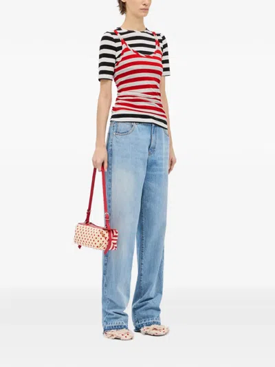 Msgm Polka Dot Shoulder Bag In Red