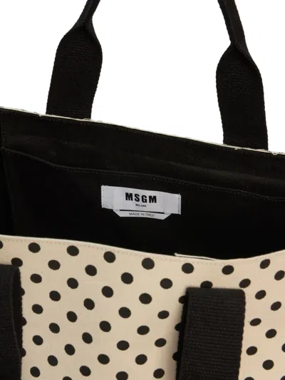 Msgm Logo-print Tote Bag In Neutral