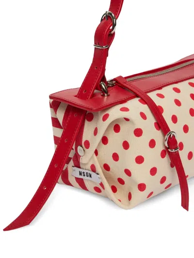 Msgm Polka Dot Shoulder Bag In Red