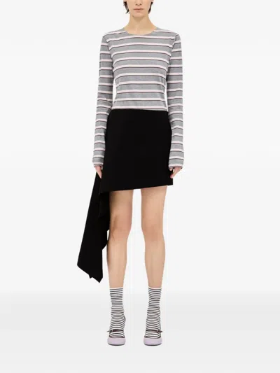 Msgm Draped Asymmetric Mini Skirt In Black