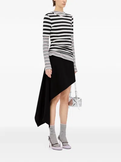 Msgm Draped Asymmetric Mini Skirt In Black