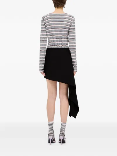 Msgm Draped Asymmetric Mini Skirt In Black