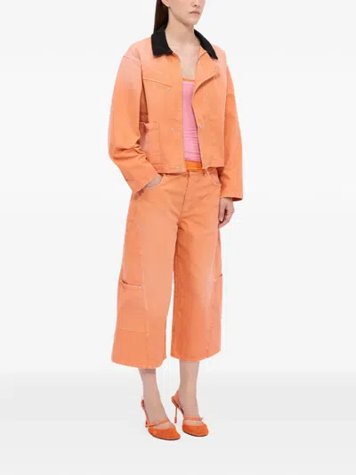 Msgm Crop Cargo Jeans In Multi