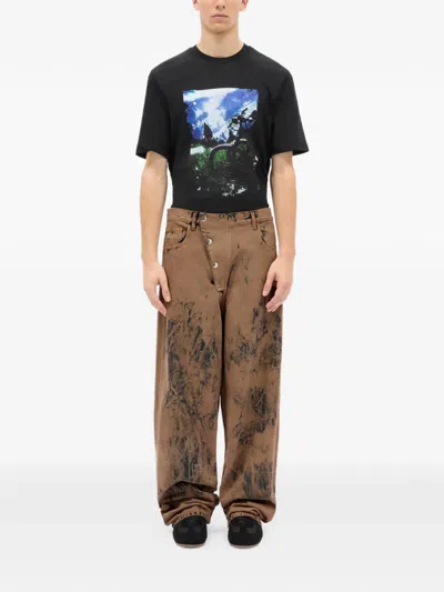 Msgm Printed Jeans In Brown