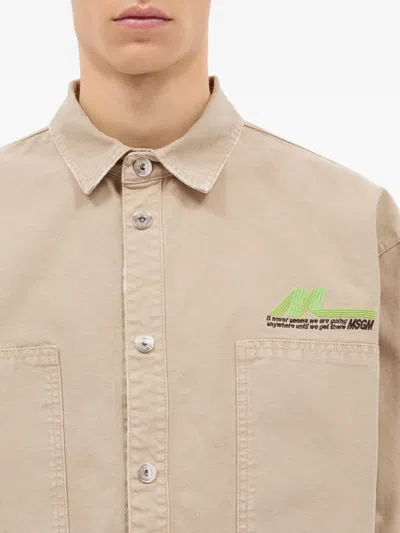 Msgm Buttoned Pocket Shirt In Gray