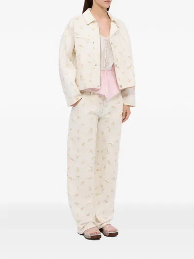 Msgm Floral Trousers In Multi