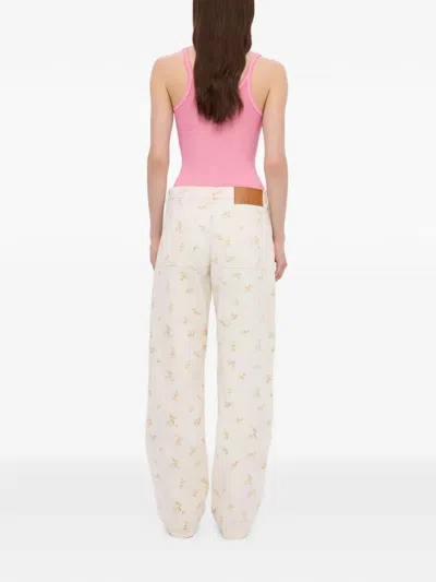 Msgm Floral Trousers In Multi