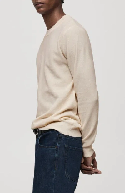 Mango Microstructure Crewneck Sweater In White
