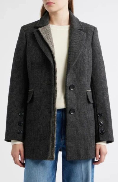 Sam Edelman Houndstooth Layered Wool Blend Coat In Multi