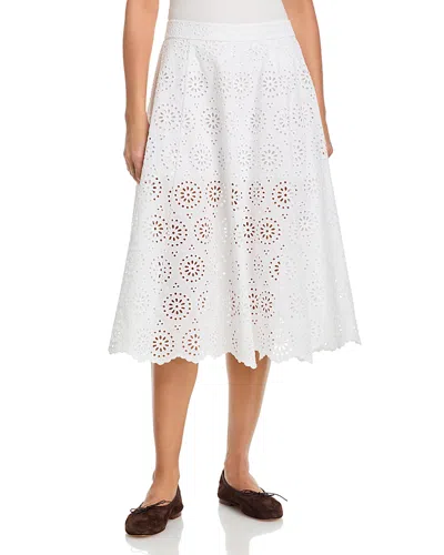 Frame The Solstice Eyelet Midi Skirt In White