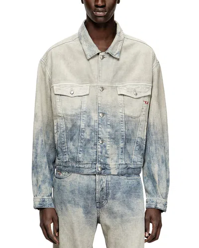 Diesel Trucker Jacket In Prince Of Wales Jacquard Denim In Multi