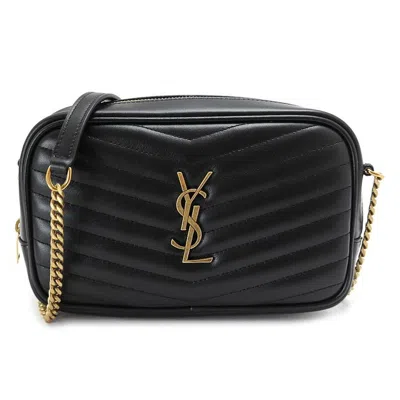Saint Laurent Lou Medium Ysl Camera Bag With Pocket In Quilted Leather In Black
