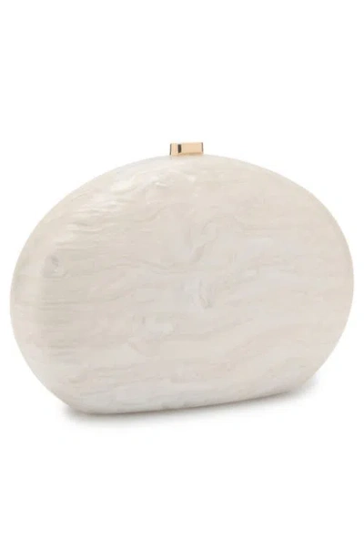 Mango Oval Frame Clutch In White