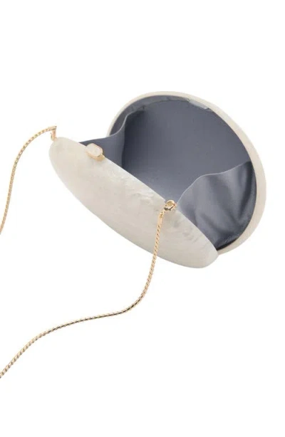 Mango Oval Frame Clutch In White