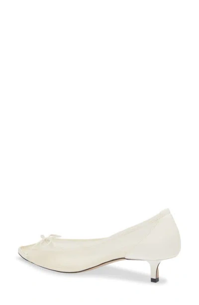 Jacquemus Tourni Bow-detailed Leather-trimmed Mesh Pumps In Neutral