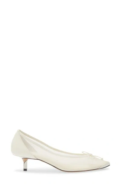 Jacquemus Tourni Bow-detailed Leather-trimmed Mesh Pumps In Neutral