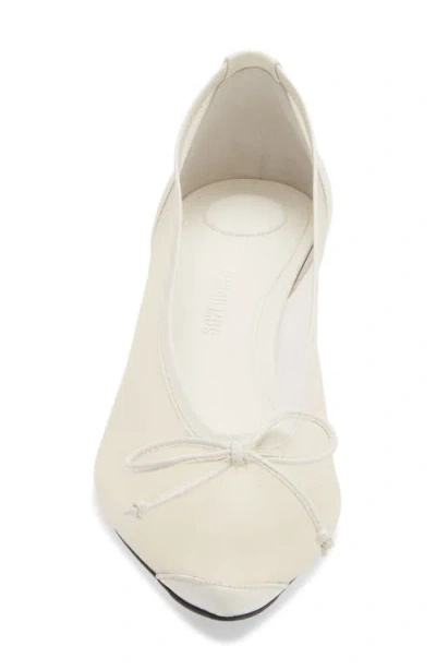 Jacquemus Tourni Bow-detailed Leather-trimmed Mesh Pumps In Neutral
