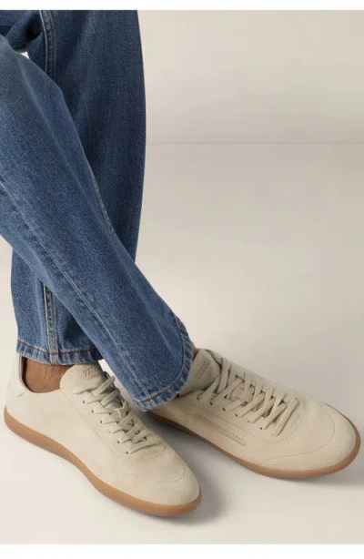 Zegna 232 Low Top Suede Sneakers Rubber Sole In White
