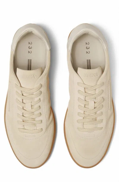 Zegna 232 Low Top Suede Sneakers Rubber Sole In White
