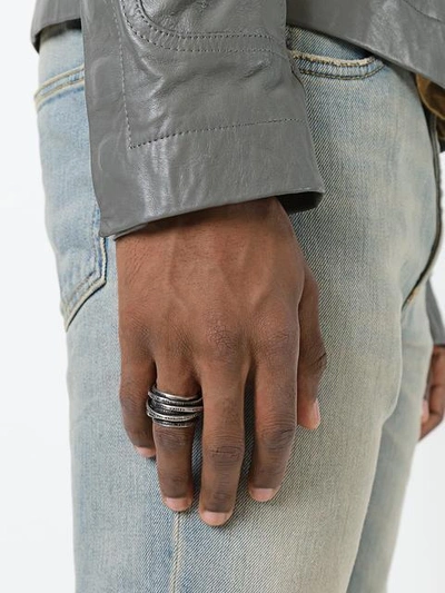 Werkstatt:münchen Craved Text Detail Ring In Metallic