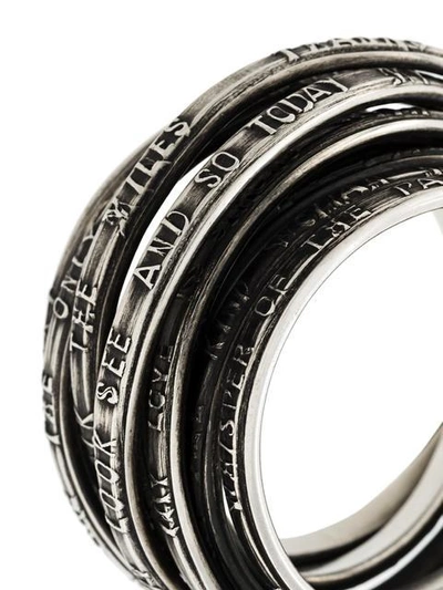 Shop Werkstatt:münchen Craved Text Detail Ring In Metallic