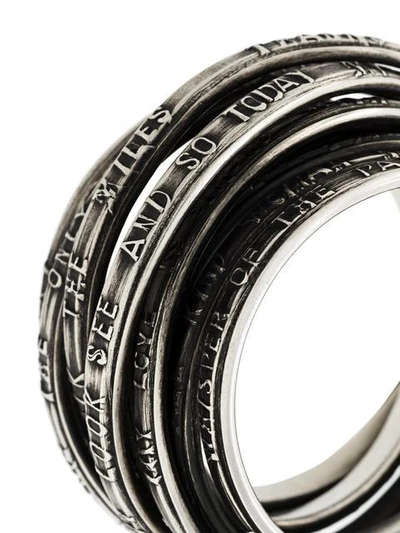 Werkstatt:münchen Craved Text Detail Ring In Metallic