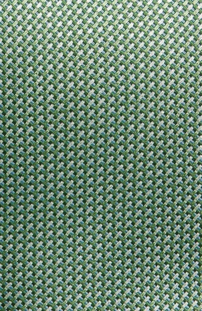 David Donahue Micro Geo Pattern Silk Classic Tie In Green
