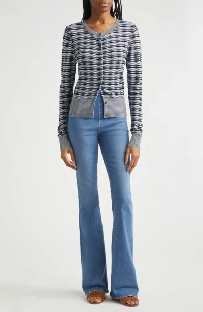 Veronica Beard Cambria Button Front Knit Cardigan In Blue