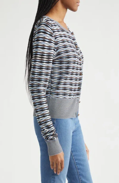 Veronica Beard Cambria Button Front Knit Cardigan In Blue