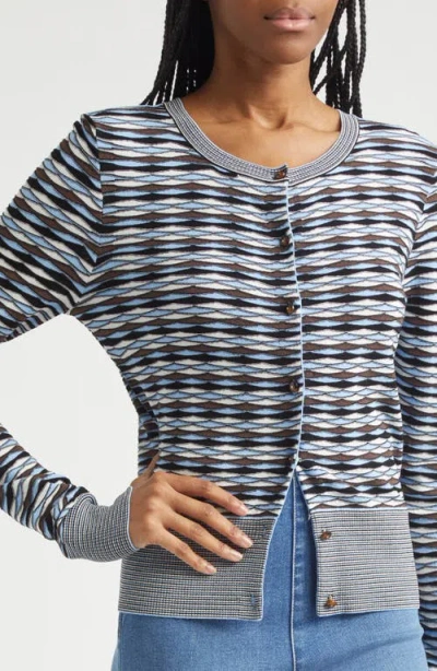 Veronica Beard Cambria Button Front Knit Cardigan In Blue
