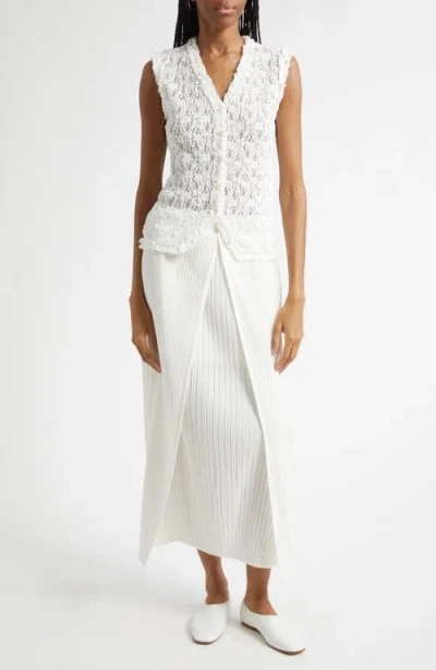 Eenk Button Front Lace Tank In White