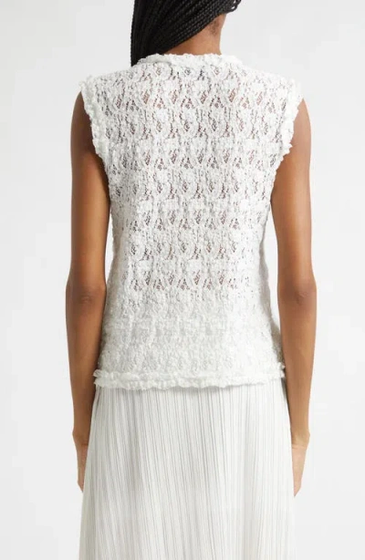 Eenk Button Front Lace Tank In White