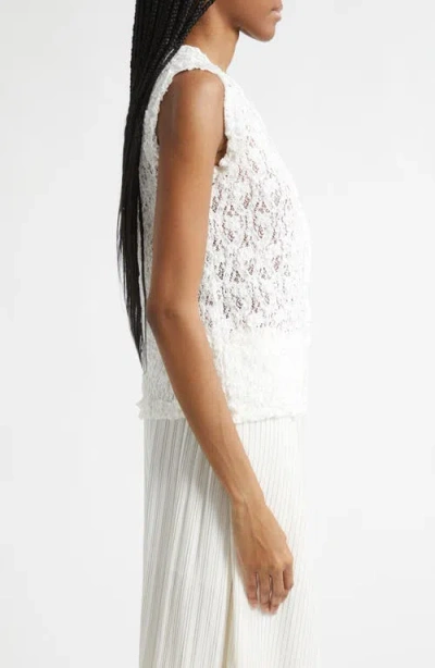 Eenk Button Front Lace Tank In White