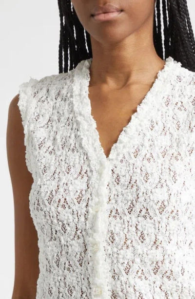 Eenk Button Front Lace Tank In White