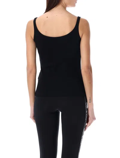 Off-white Stretch Cotton Tank Top Scoop Neckline In Black