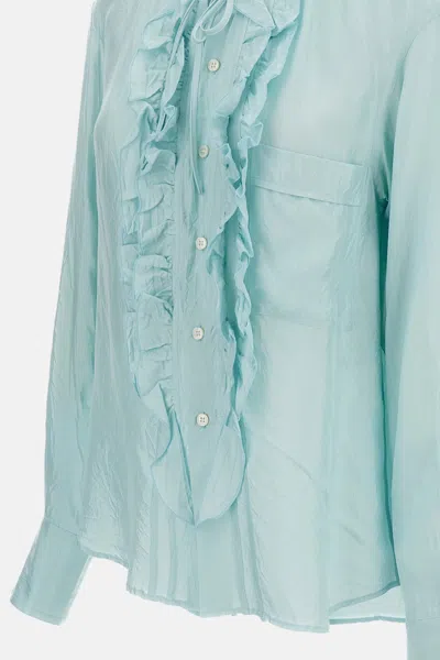 Plan C Rouches Shirt In Blue