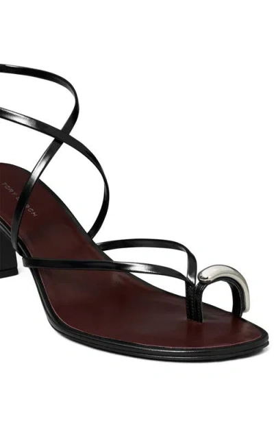 Tory Burch Pierced Leather Toe Ring Strappy Sandals In Multi