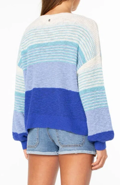 Roxy Vibes Level Stripe Sweater In Blue