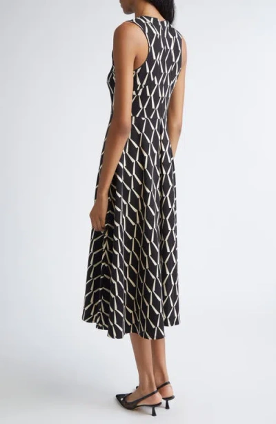 Max Mara Lampara Geo Print Jersey Midi Dress In Black