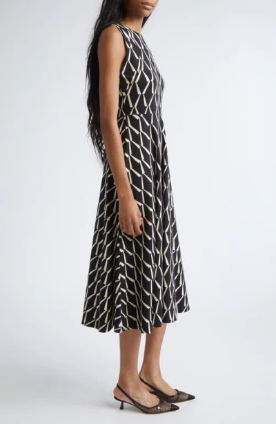 Max Mara Lampara Geo Print Jersey Midi Dress In Black