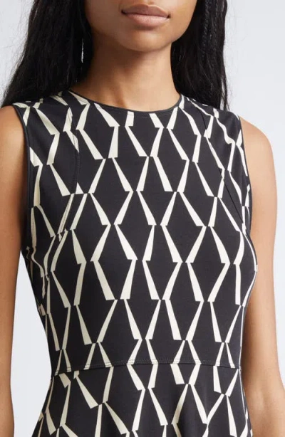 Max Mara Lampara Geo Print Jersey Midi Dress In Black