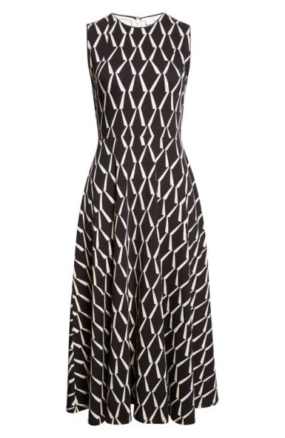Max Mara Lampara Geo Print Jersey Midi Dress In Black
